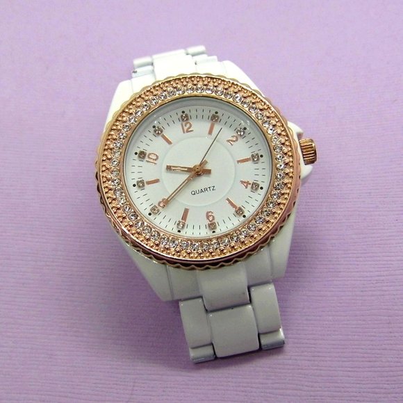 Accessories - White & Rose Stainless steel Quartz Watch
